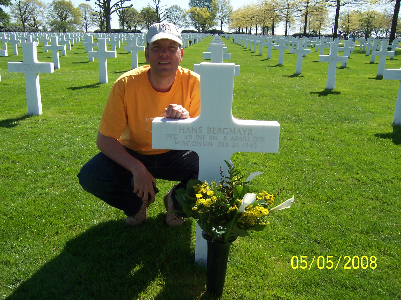 Bart van der Sterren caretaker of PFC Hans Bergmayr's gravesite.